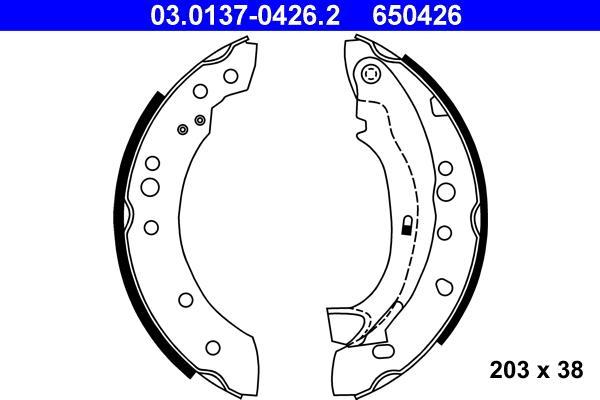 Jeu de 4 mâchoires de frein (Garniture de frein à tambour) ATE 03.0137-0426.2