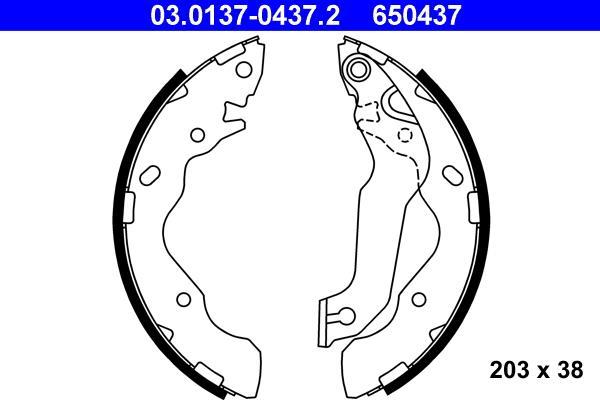 Jeu de 4 mâchoires de frein (Garniture de frein à tambour) ATE 03.0137-0437.2