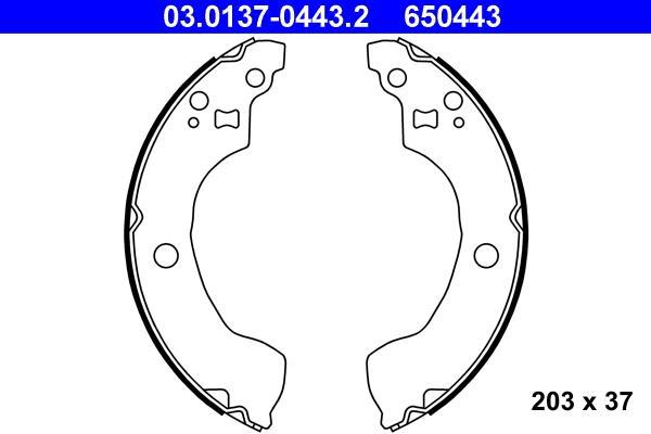 Jeu de 4 mâchoires de frein (Garniture de frein à tambour) ATE 03.0137-0443.2