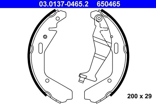 Jeu de 4 mâchoires de frein (Garniture de frein à tambour) ATE 03.0137-0465.2