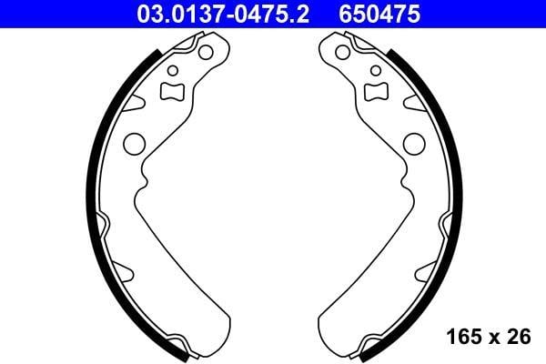 Jeu de 4 mâchoires de frein (Garniture de frein à tambour) ATE 03.0137-0475.2