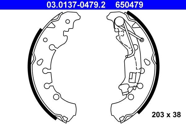 Jeu de 4 mâchoires de frein (Garniture de frein à tambour) ATE 03.0137-0479.2