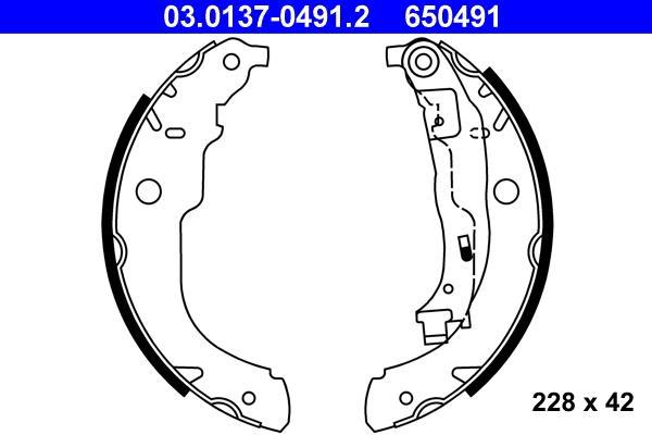 Jeu de 4 mâchoires de frein (Garniture de frein à tambour) ATE 03.0137-0491.2