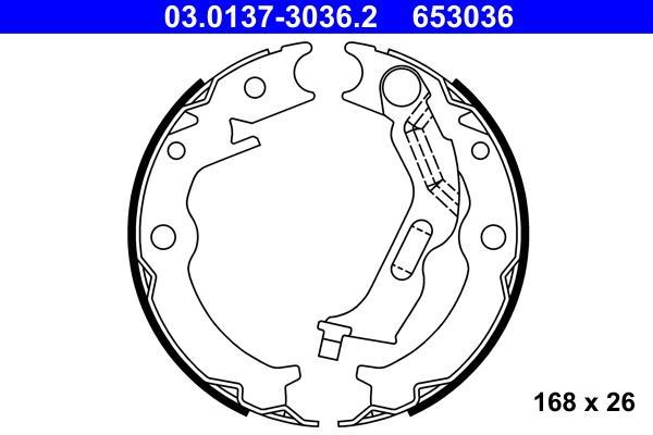Jeu de mâchoires de frein à main (Mâchoire de frein à main) ATE ref. 03.0137-3036.2