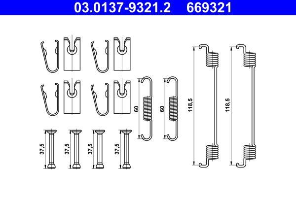Kit d'accessoires pour mâchoire de frein à tambour ATE ref. 03.0137-9321.2
