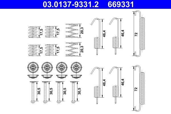Kit d'accessoires pour mâchoire de frein à tambour ATE 03.0137-9331.2