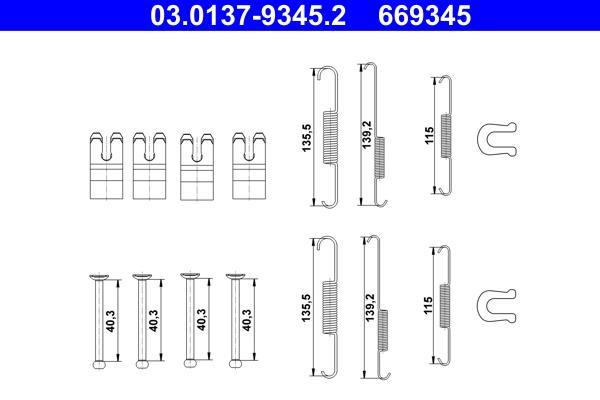 Kit d'accessoires pour mâchoire de frein à tambour ATE ref. 03.0137-9345.2