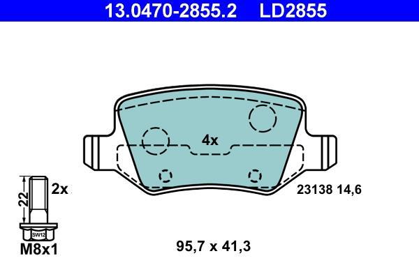 Jeu de 4 plaquettes de frein ATE ref. 13.0470-2855.2