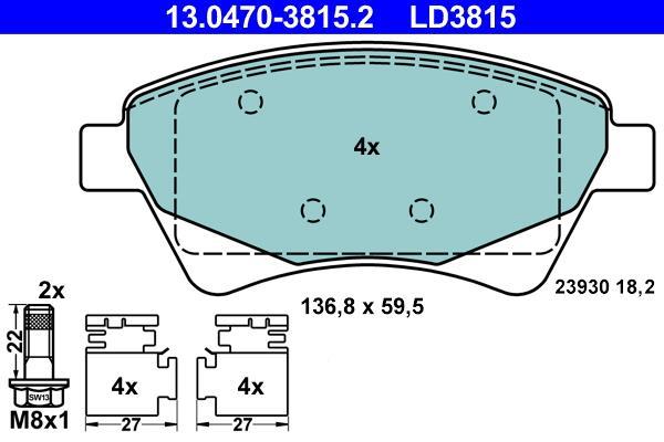 Jogo de 4 pastilhas de travão ATE ref. 13.0470-3815.2
