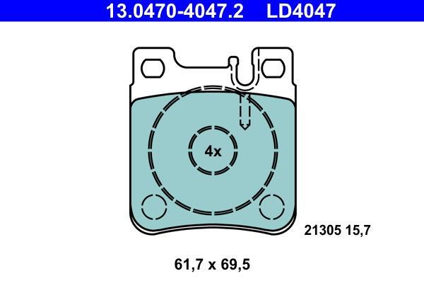 Jeu de 4 plaquettes de frein ATE ref. 13.0470-4047.2