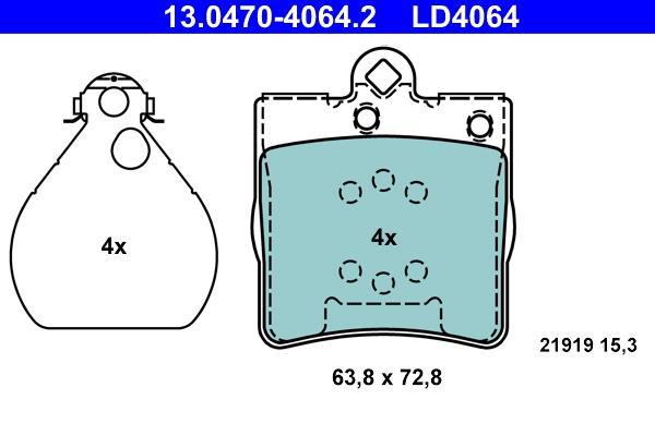 Jeu de 4 plaquettes de frein ATE ref. 13.0470-4064.2