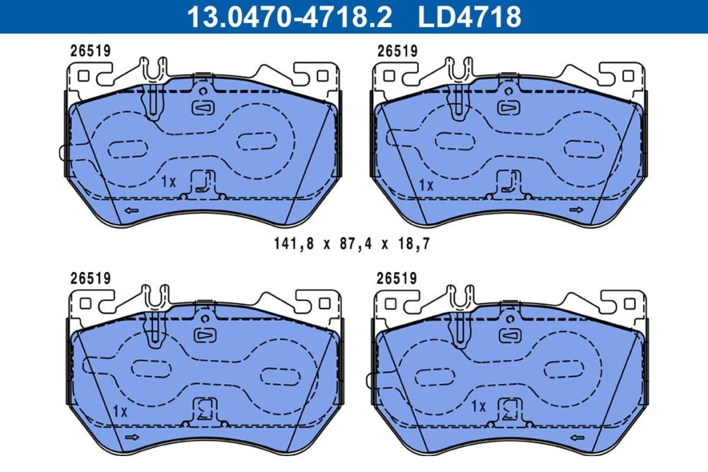 Jogo de 4 pastilhas de travão ATE ref. 13.0470-4718.2