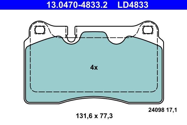 Jeu de 4 plaquettes de frein ATE ref. 13.0470-4833.2