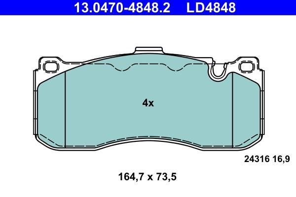Jeu de 4 plaquettes de frein ATE ref. 13.0470-4848.2