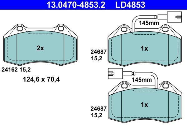 Jeu de 4 plaquettes de frein ATE ref. 13.0470-4853.2