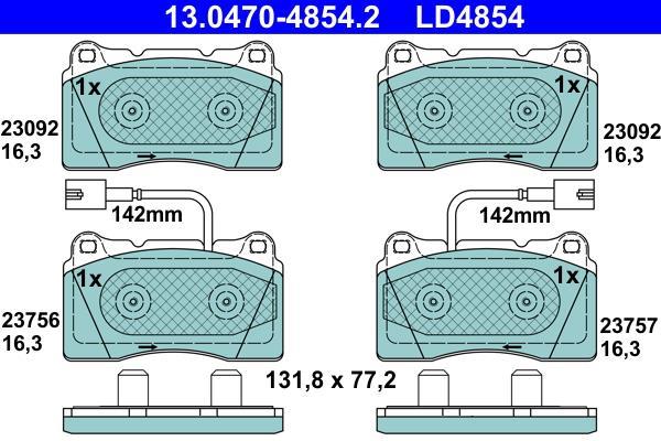 Jeu de 4 plaquettes de frein ATE ref. 13.0470-4854.2