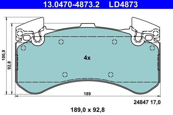 Jeu de 4 plaquettes de frein ATE ref. 13.0470-4873.2