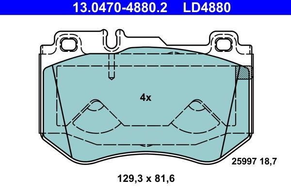 Jeu de 4 plaquettes de frein ATE ref. 13.0470-4880.2