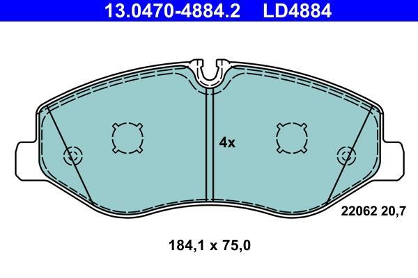 Jeu de 4 plaquettes de frein ATE ref. 13.0470-4884.2