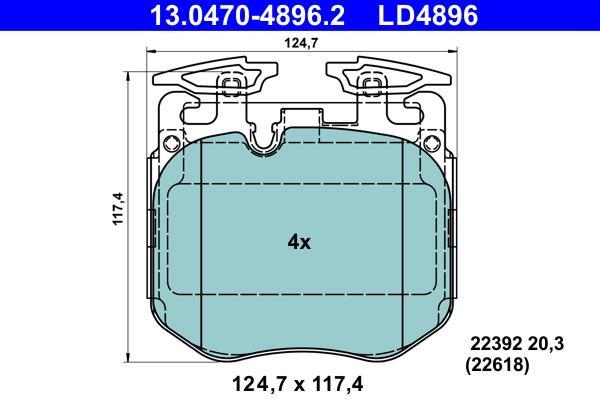 Jeu de 4 plaquettes de frein ATE ref. 13.0470-4896.2