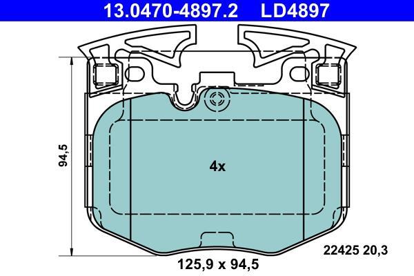 Jeu de 4 plaquettes de frein ATE ref. 13.0470-4897.2