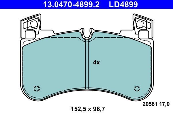 Jeu de 4 plaquettes de frein ATE ref. 13.0470-4899.2