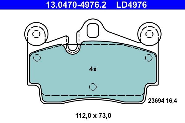 Jeu de 4 plaquettes de frein ATE ref. 13.0470-4976.2