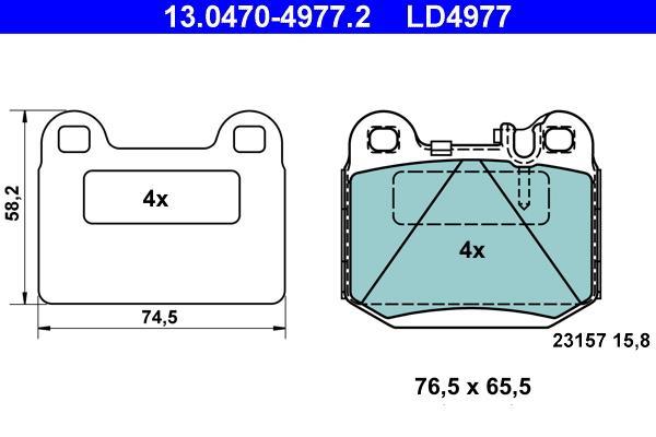 Jeu de 4 plaquettes de frein ATE ref. 13.0470-4977.2