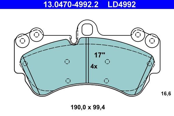 Jeu de 4 plaquettes de frein ATE ref. 13.0470-4992.2
