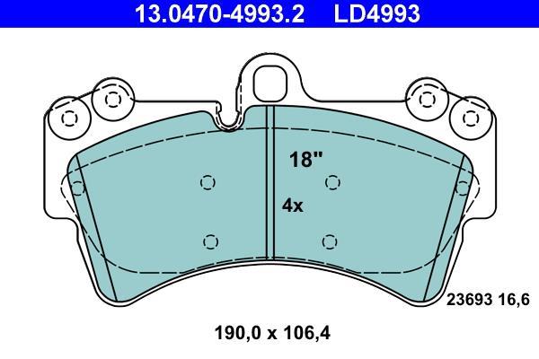 Jeu de 4 plaquettes de frein ATE ref. 13.0470-4993.2