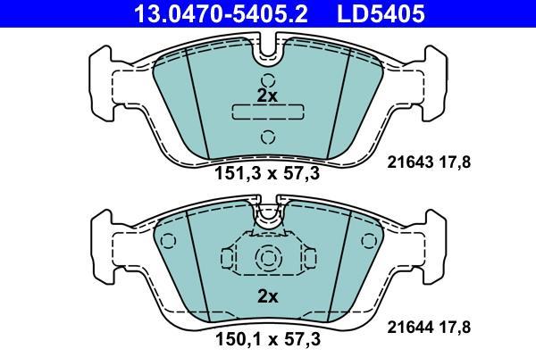 Jeu de 4 plaquettes de frein ATE ref. 13.0470-5405.2