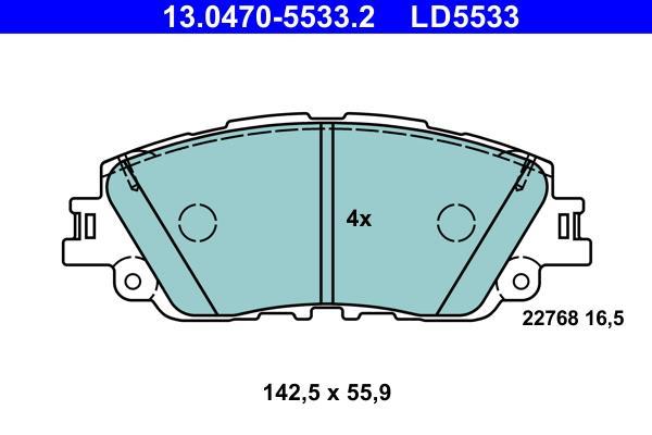 Jeu de 4 plaquettes de frein ATE ref. 13.0470-5533.2