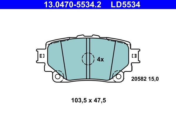 Jogo de 4 pastilhas de travão ATE ref. 13.0470-5534.2
