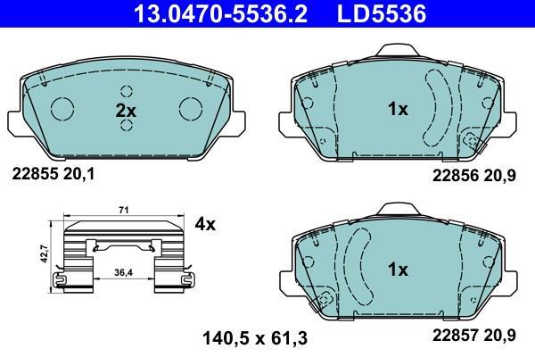 Jeu de 4 plaquettes de frein ATE ref. 13.0470-5536.2