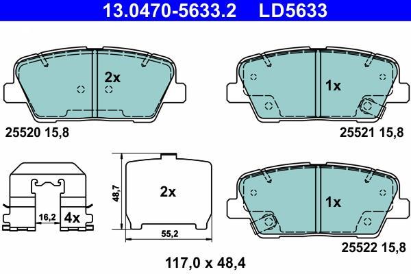 Jogo de 4 pastilhas de travão ATE ref. 13.0470-5633.2