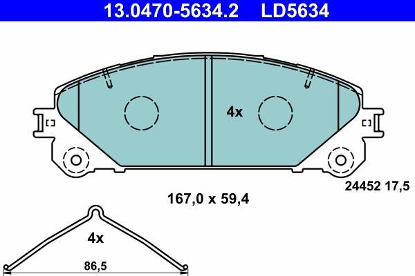 Jeu de 4 plaquettes de frein ATE ref. 13.0470-5634.2