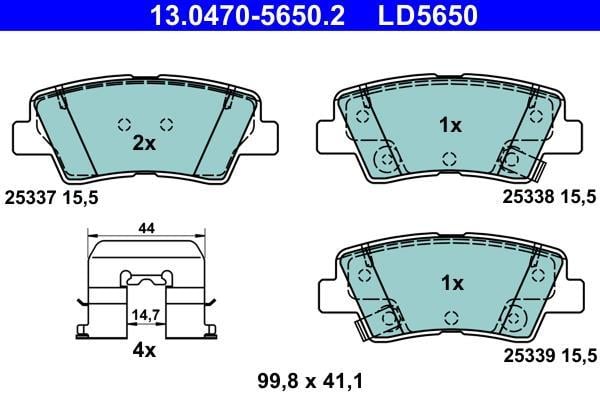 Jogo de 4 pastilhas de travão ATE ref. 13.0470-5650.2