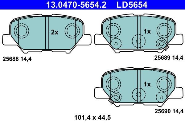 Jeu de 4 plaquettes de frein ATE ref. 13.0470-5654.2