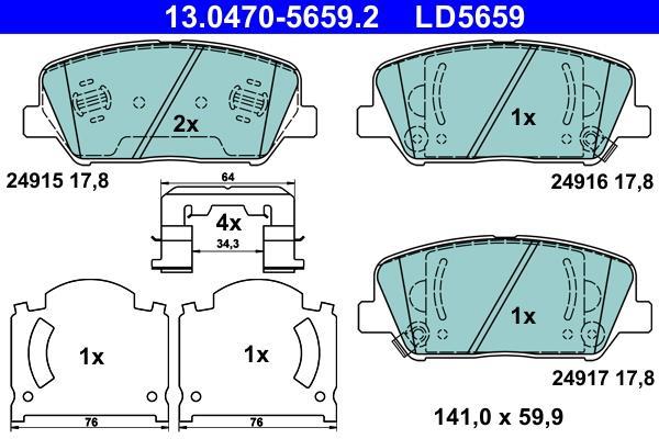 Jeu de 4 plaquettes de frein ATE ref. 13.0470-5659.2