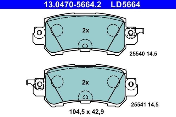 Jeu de 4 plaquettes de frein ATE ref. 13.0470-5664.2