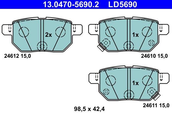 Jeu de 4 plaquettes de frein ATE ref. 13.0470-5690.2