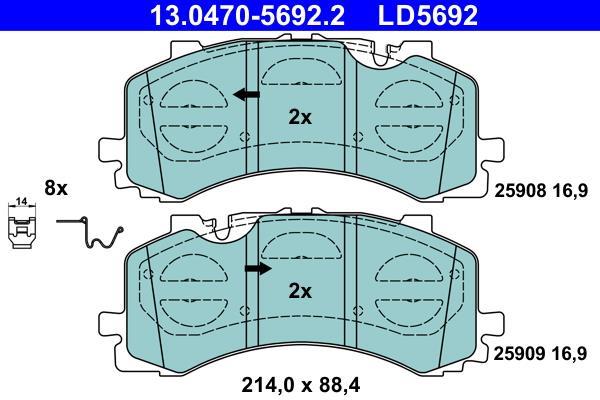 Jeu de 4 plaquettes de frein ATE ref. 13.0470-5692.2