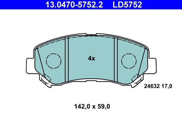 Jeu de 4 plaquettes de frein ATE ref. 13.0470-5752.2