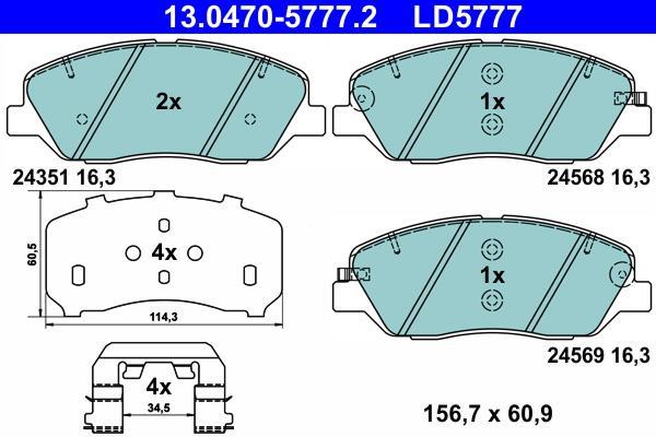Jogo de 4 pastilhas de travão ATE ref. 13.0470-5777.2