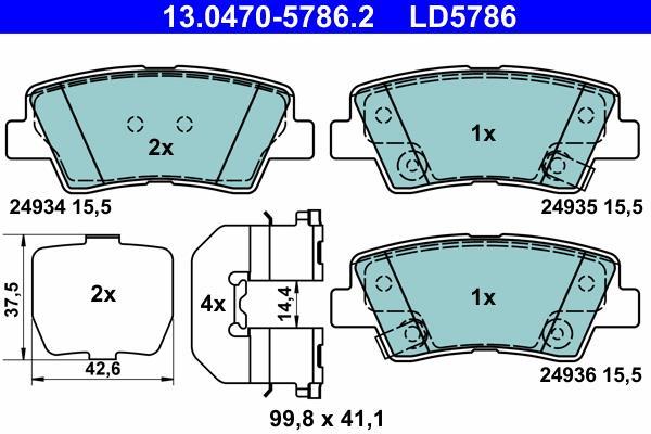 Jogo de 4 pastilhas de travão ATE ref. 13.0470-5786.2