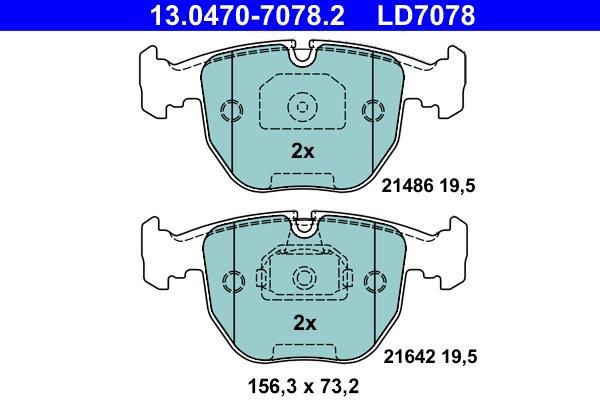Jeu de 4 plaquettes de frein ATE ref. 13.0470-7078.2