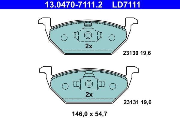 Jeu de 4 plaquettes de frein ATE ref. 13.0470-7111.2