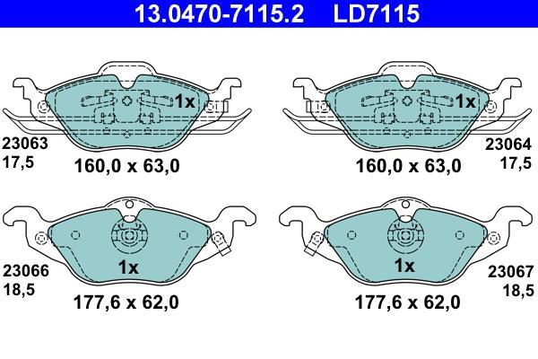 Jeu de 4 plaquettes de frein ATE ref. 13.0470-7115.2