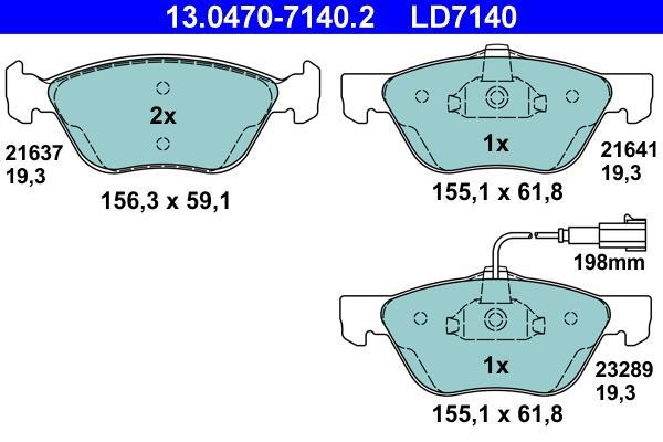 Jeu de 4 plaquettes de frein ATE ref. 13.0470-7140.2