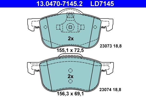 Jeu de 4 plaquettes de frein ATE ref. 13.0470-7145.2